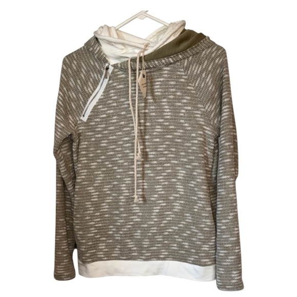 🌹NWT:ANDTHEWHY DOUBLE HOOD SWEATSHIRT - Picture 1 of 9